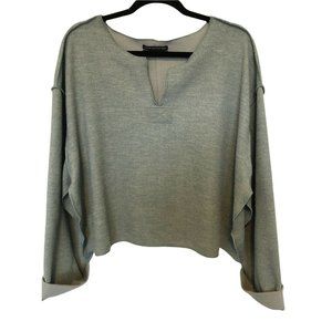 Urban Outfitters Blue Green Deep V Neck Oversized Sweater Size M Cuffed Sleeves